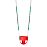 Commercial Full Bucket Swing Seat with 5'6" Plastisol Chain - Red Swing / Green Chain Commercial Full Bucket Swing Seat with 5'6" Plastisol Chain - Red Swing / Green Chain