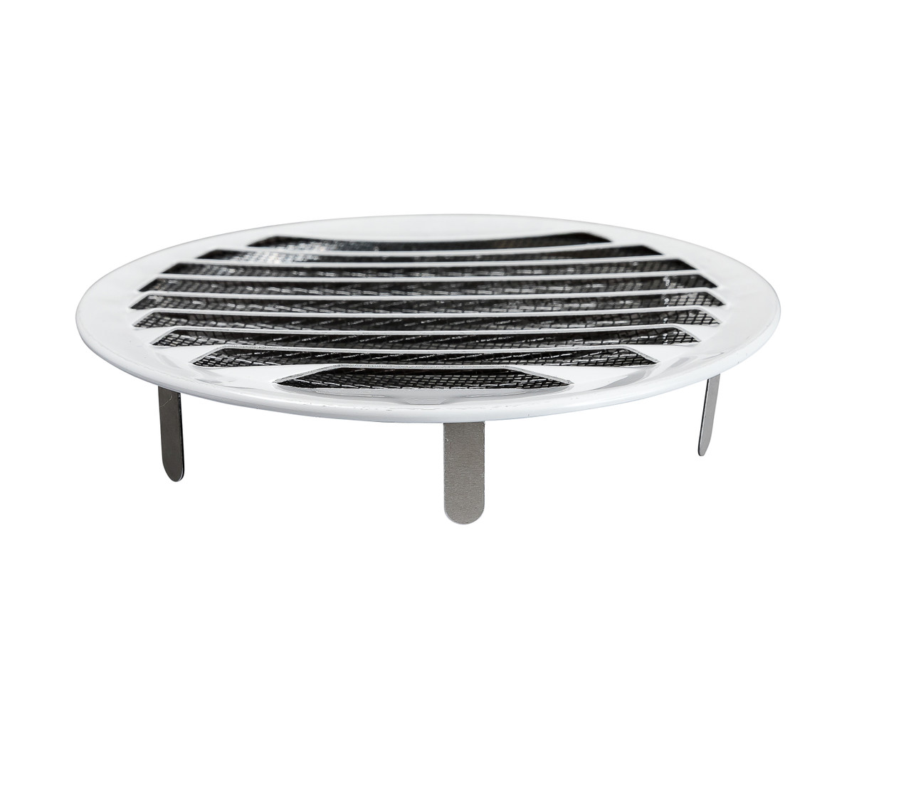 4" Round White Aluminum Louver with No Insect Screen and 6 Aluminum Tabs  (Priced Per Bag of 4).  Item#  4" RWT-200