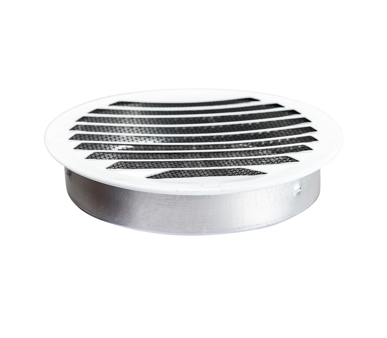 4" Round White Aluminum Louver with Insect Screen  (Priced Per Bag of 4).  Item#  4" RLW-100