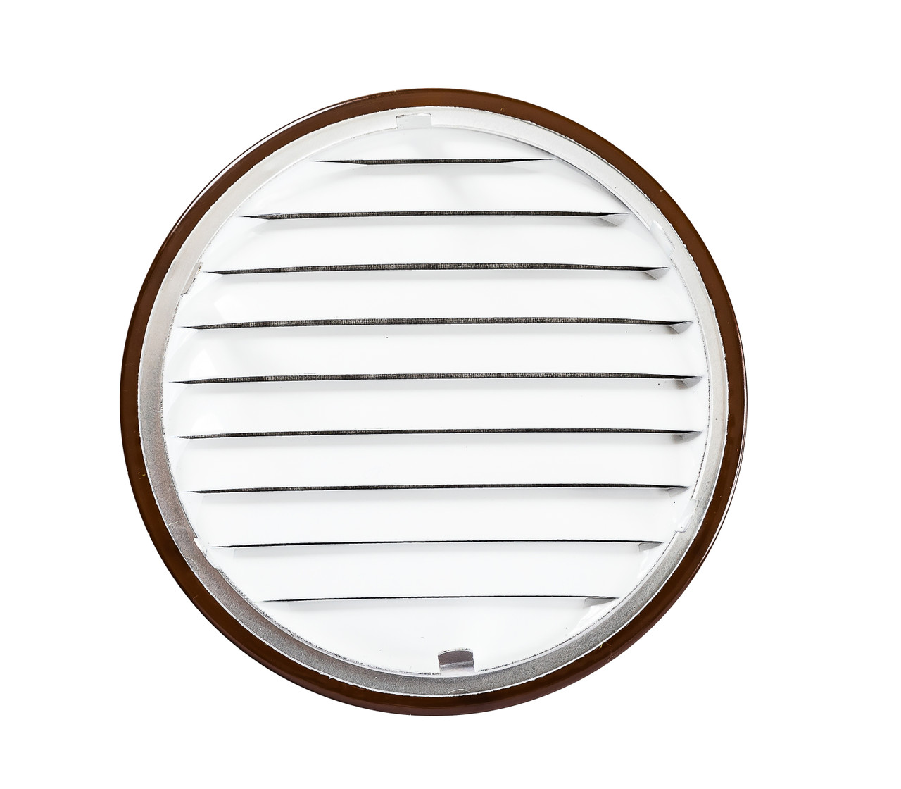 3" Round Brown Aluminum Louver with No Insect Screen and 6 Aluminum Tabs  (Priced Per Bag of 4).  Item#  3" RBT-200