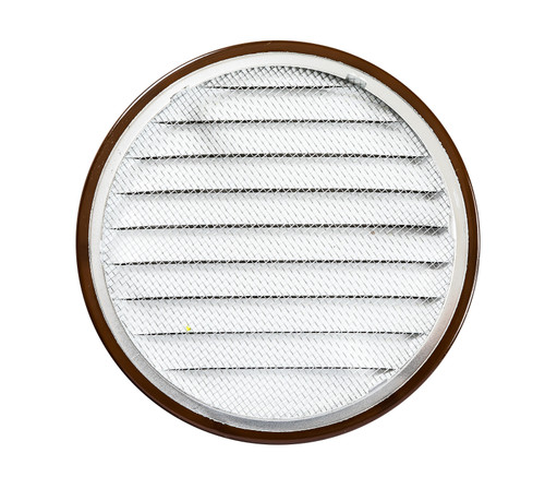 4" Round Brown Aluminum Louver with Insect Screen and 6 Aluminum Tabs  (Priced Per Bag of 4).  Item#  4" RBT-100