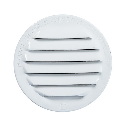 2.5" Round White Aluminum Louver with No Insect Screen  (Priced Per Bag of 4).  Item #2.5" WNS-100