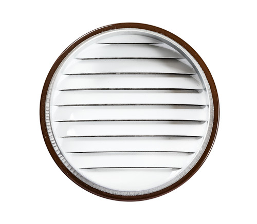 4" Round Brown Aluminum Louver with No Insect Screen  (Priced Per Bag of 4).  Item #4" BNS-100