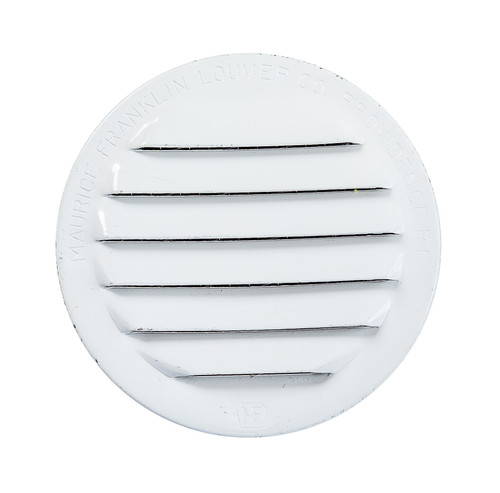 2.5" Round White Aluminum Louver with Insect Screen  (Priced Per Bag of 4).  Item#  2.5" RLW-100