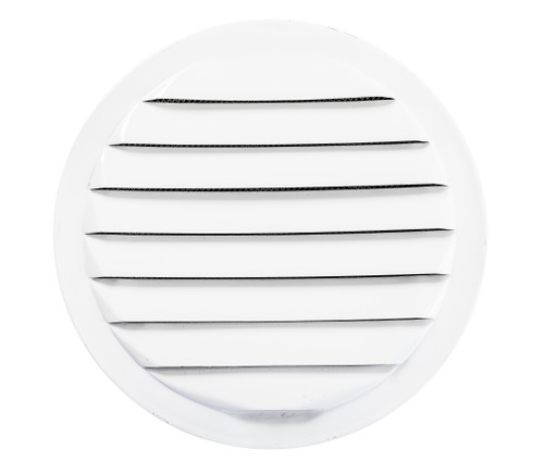 6" Round White Aluminum Louver with Insect Screen  (Priced Per Bag of 2).  Item#  6" RLW-100