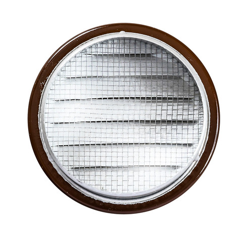 2" Round Brown Aluminum Louver with Insect Screen  (Priced Per Bag of 6).  Item#  2" RLB-100