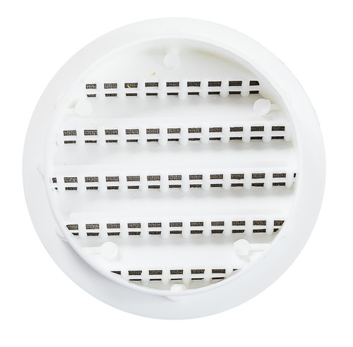3" Round White Polypropylene Plastic Louver with Insect Screen System  (Priced Per Bag of 4).  Item#  3" PLW-100