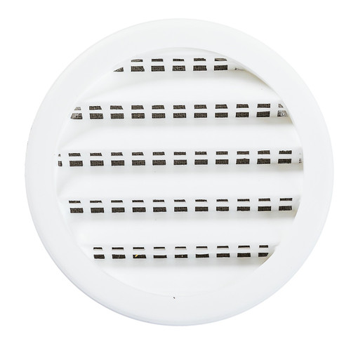 3" Round White Polypropylene Plastic Louver with Insect Screen System  (Priced Per Bag of 4).  Item#  3" PLW-100