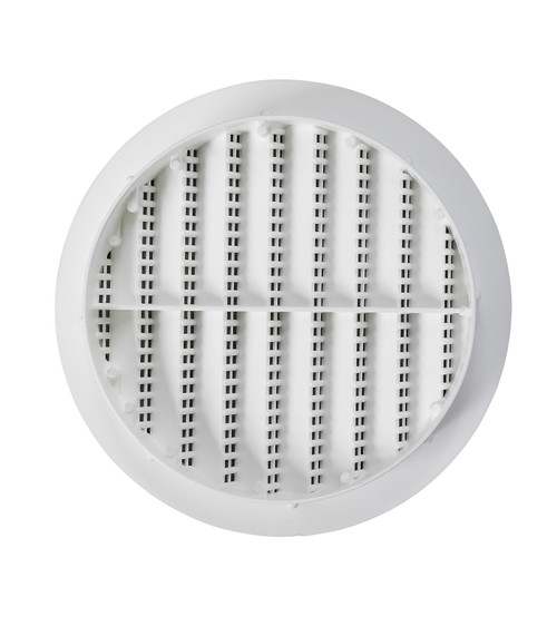 4" Round White Polypropylene Plastic Louver with Insect Screen System  (Priced Per Bag of 4).  Item#  4" PLW-100