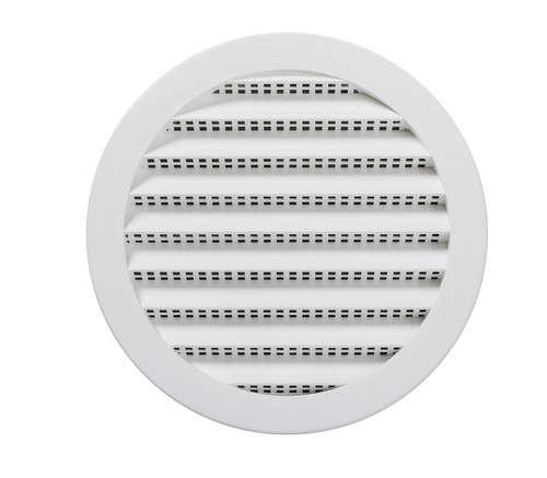 4" Round White Polypropylene Plastic Louver with Insect Screen System  (Priced Per Bag of 4).  Item#  4" PLW-100