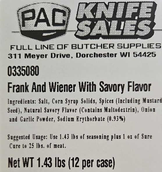 Frank & Wiener with Savory Flavor