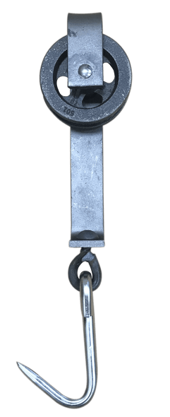 3/8" Galvanized Trolley Rollers with 1/2" x 7" Attached Hook