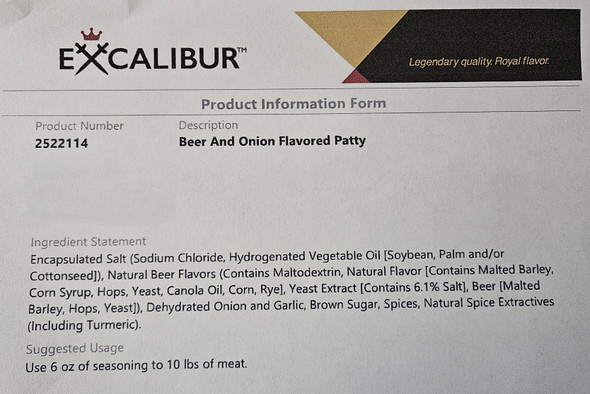 Beer & Onion Flavored Patty