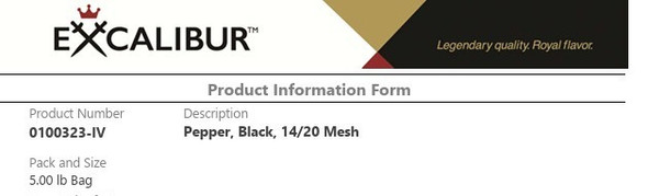 Black Pepper 14/20 Mesh