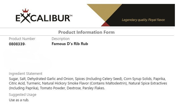 Famous D's Rib Rub 5 lb