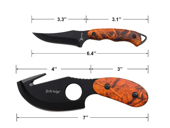 Elk Ridge - 2-PC Fixed Blade Hunting Knife Set - ER-300OC