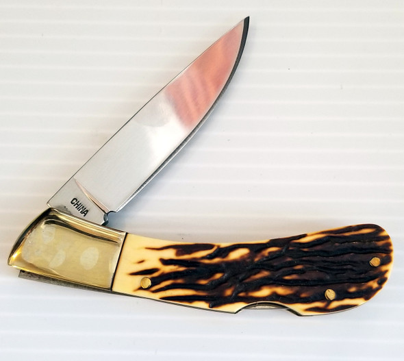 3 3/4" Lockback with Imitation bone Handle