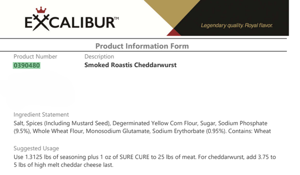Smoked Roastis Cheddarwurst