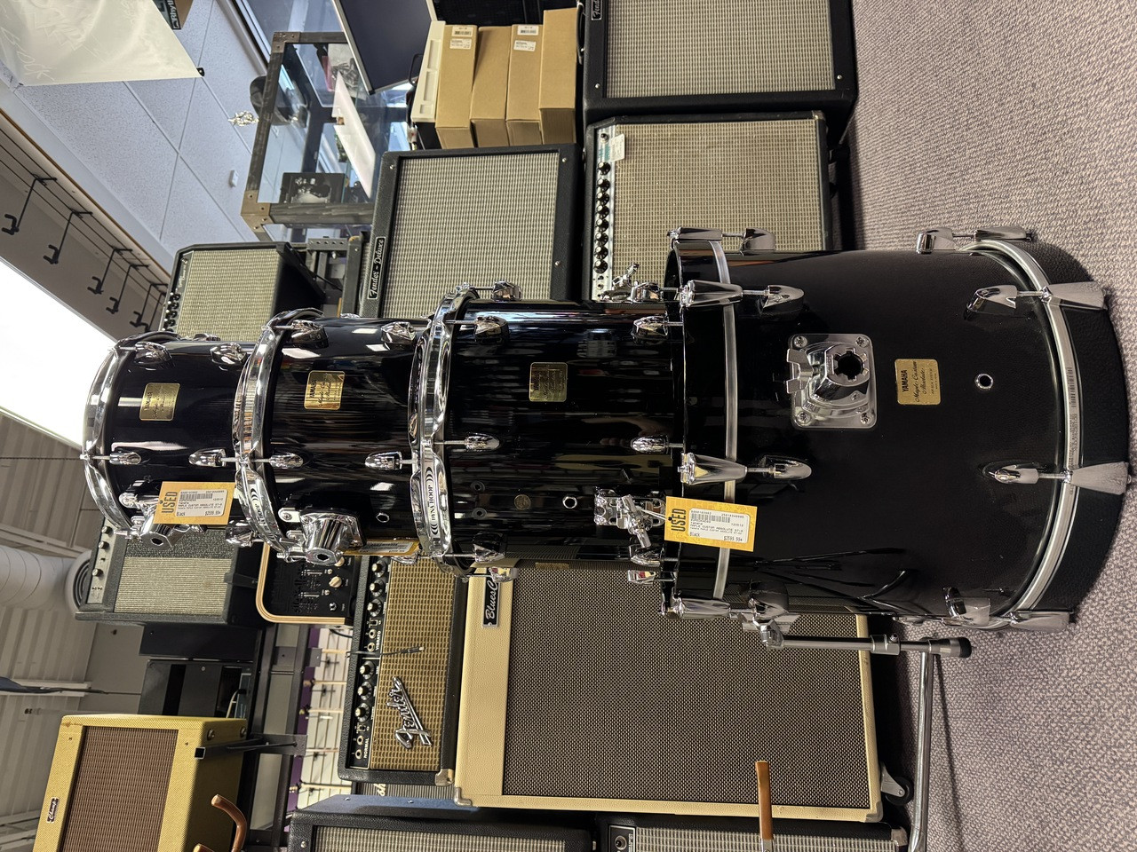 最新入荷 MAPLE Yamaha Used CUSTOM 18 Black Kit Drum 97-02 ABSOLUTE トップス