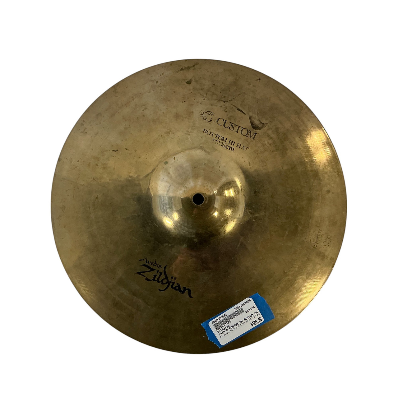 Used Zildjian 14IN A CUSTOM HH BOTTOM ONLY Hi Hat Cymbals 14