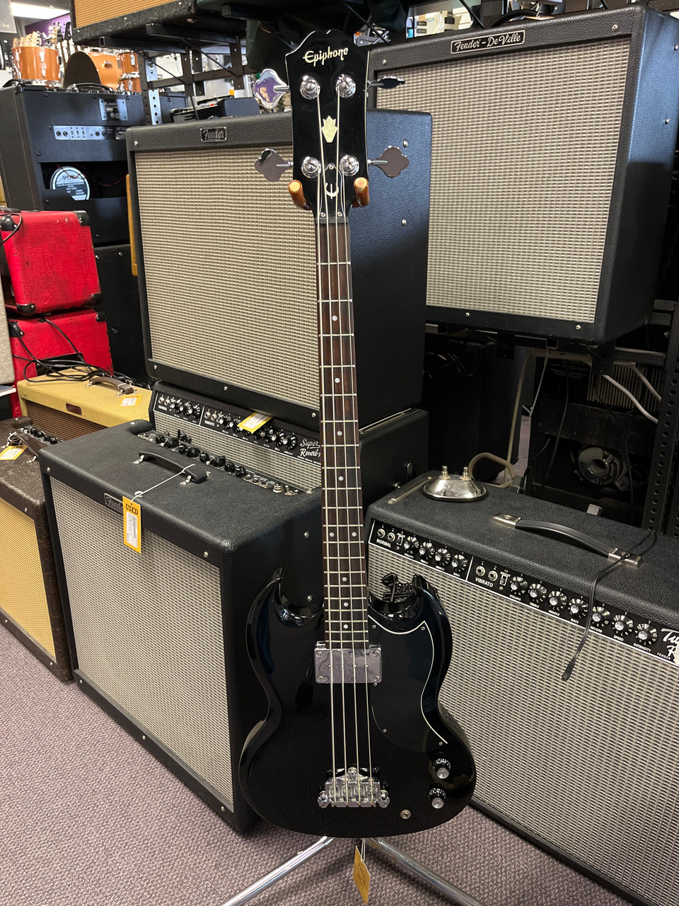Used Epiphone EB-0 Bass Guitar Black 4-String