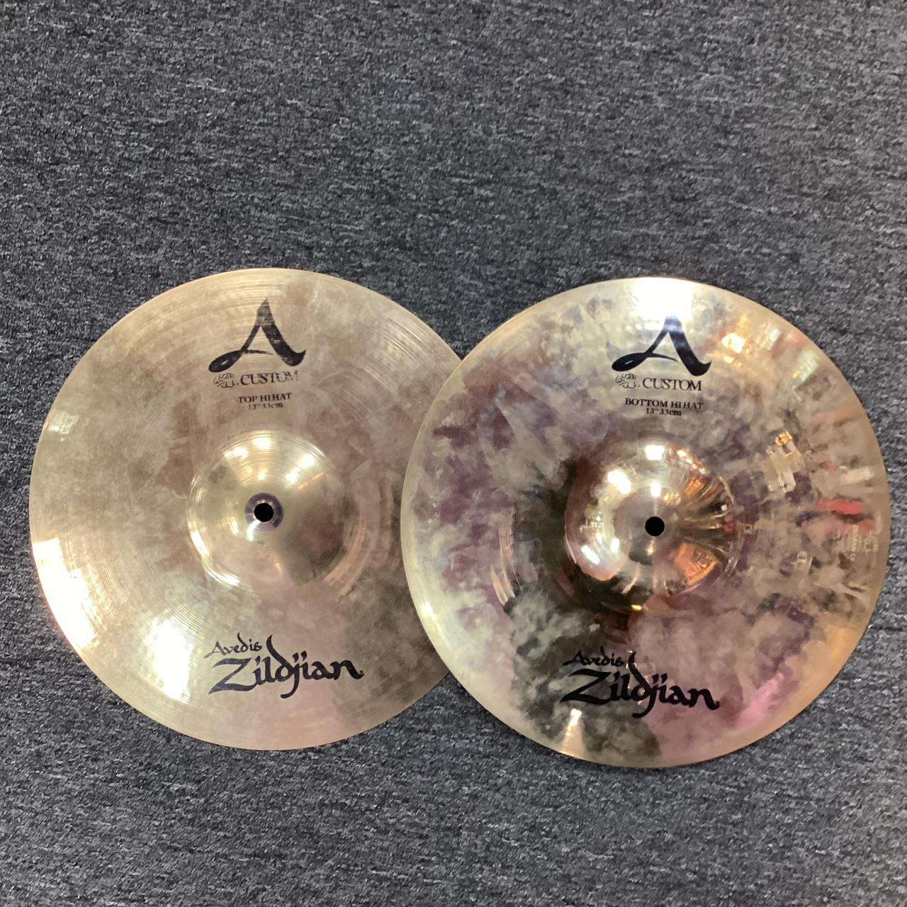 Used Zildjian 13 A CUSTOM HI HATS Hi Hat Cymbals 13 Used Zildjian 13 A CUSTOM HI HATS Hi Hat Cymbals 13