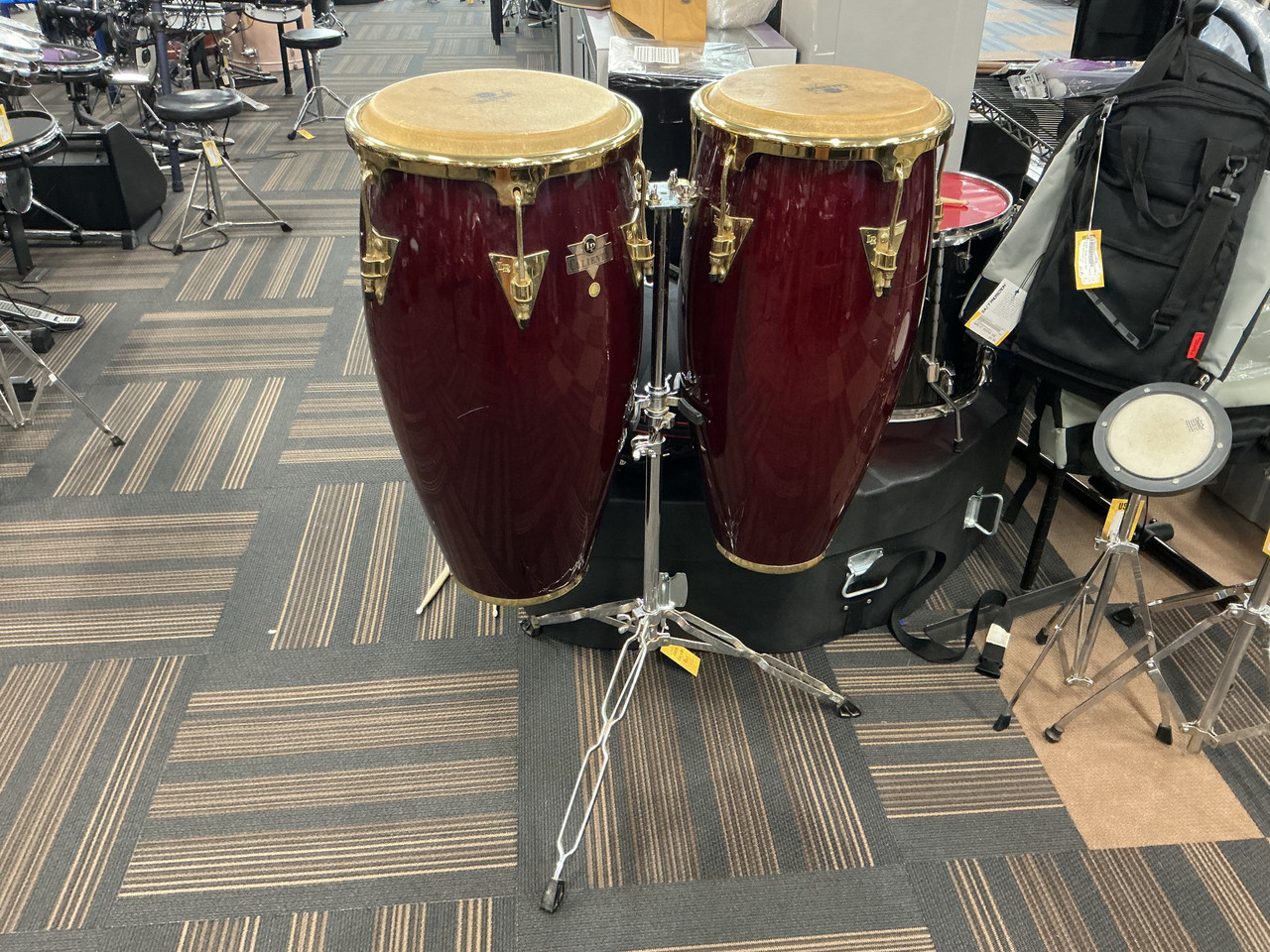 Used Latin Percussion - LP CALIENTE CONGA PAIR W/STAND Conga