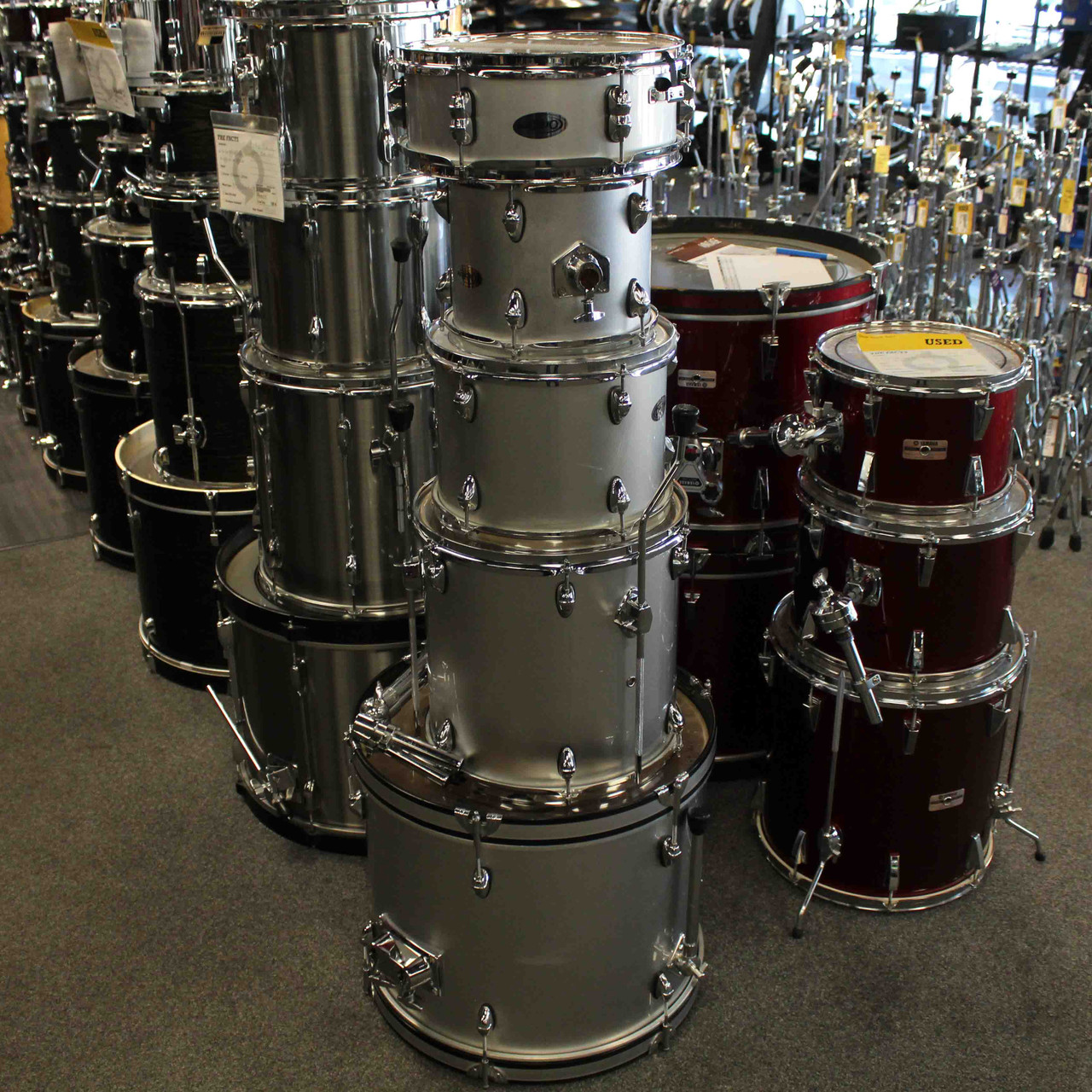 Used Orbitone 5 PIECE DRUM KIT Drum Shell Kit Silver/Gray