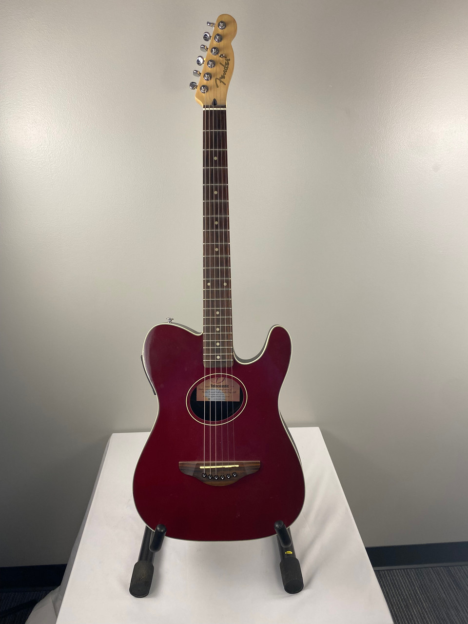 Used Fender TELECOUSTIC RED ACOUSTIC GUITAR Vintage Laminate Top