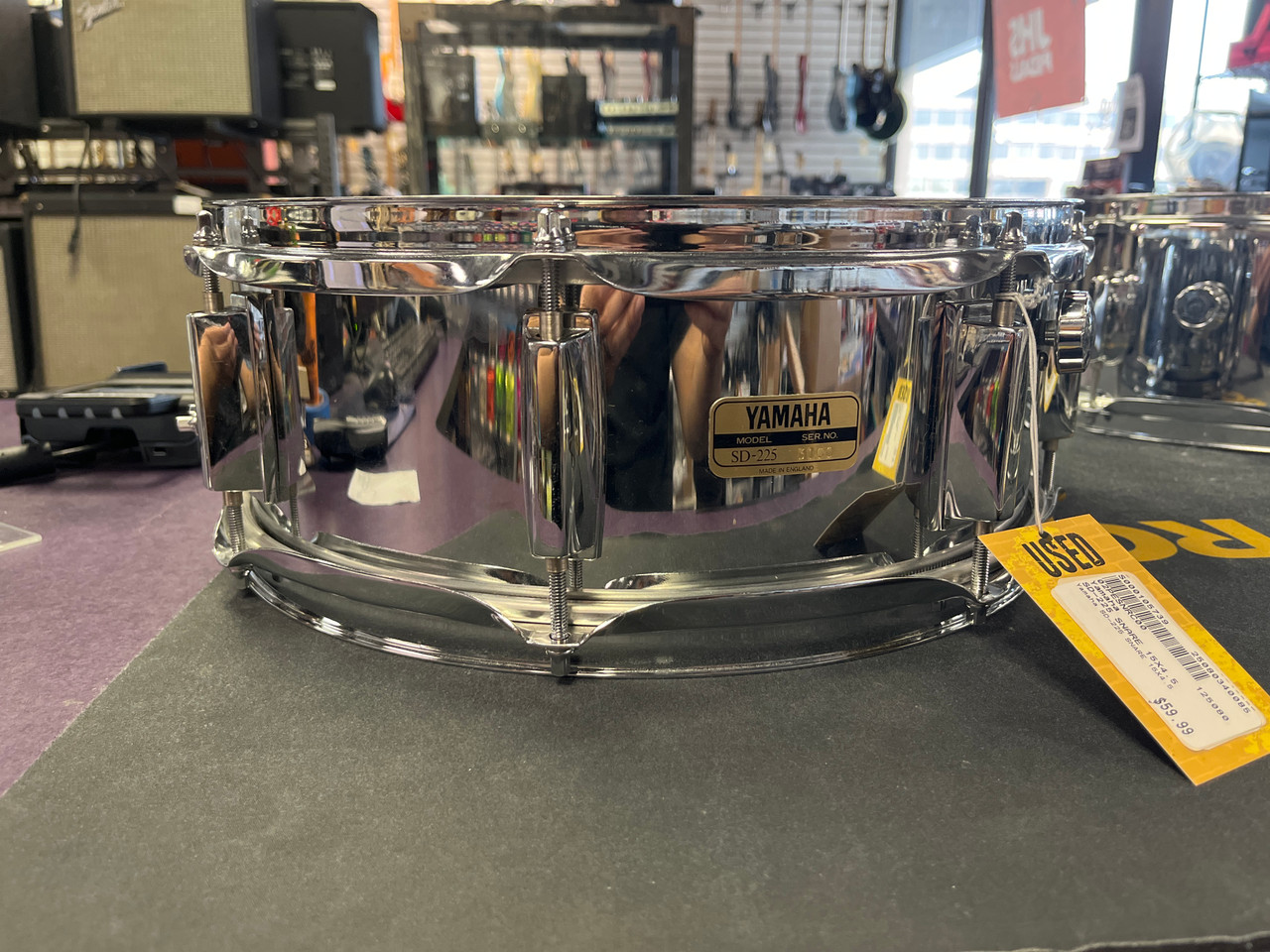 Used Yamaha SD-225 SNARE 15X4.5 Metal Snare Drum 14