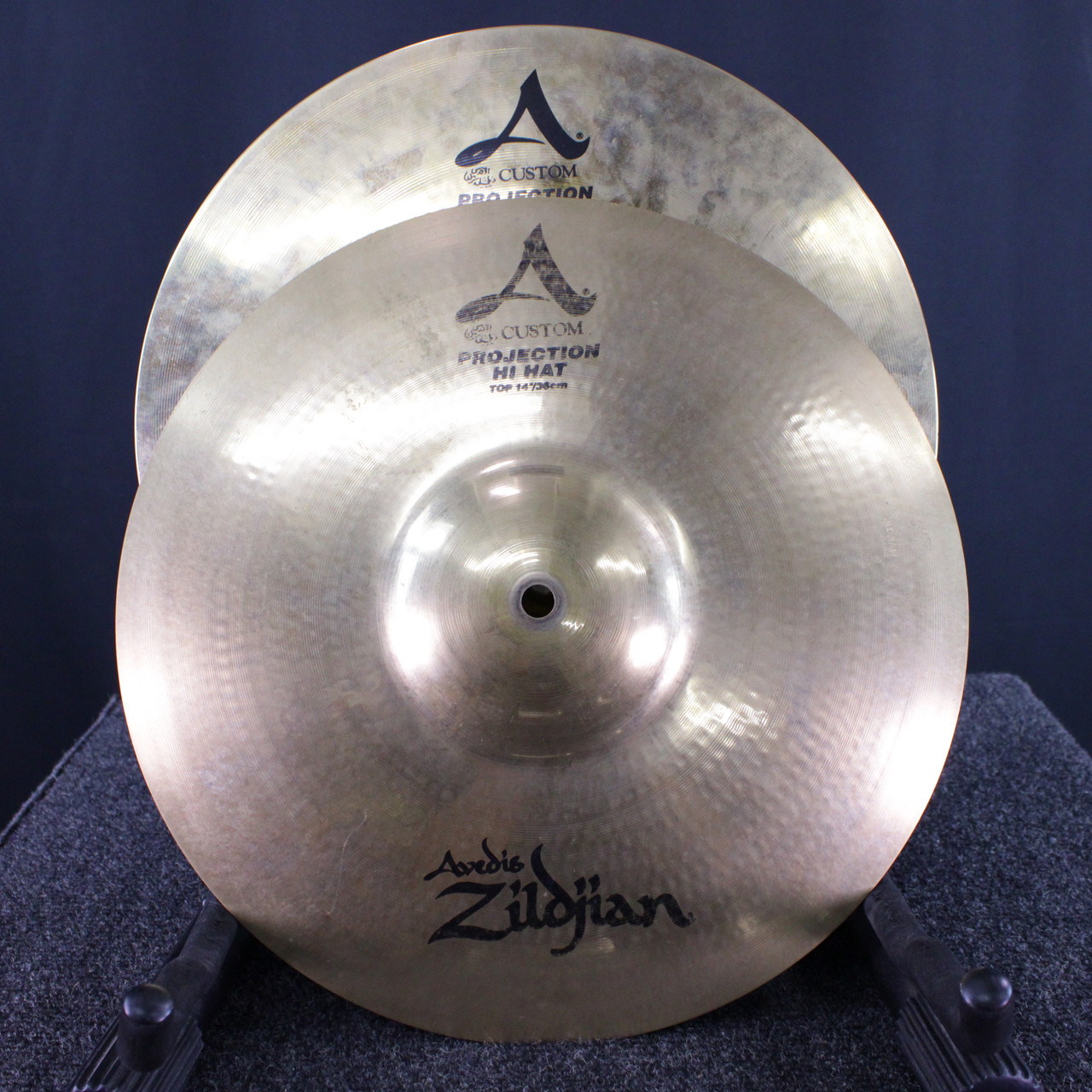Used Zildjian 14 A CUSTOM PROJECTION HI HAT Hi Hat Cymbals 14