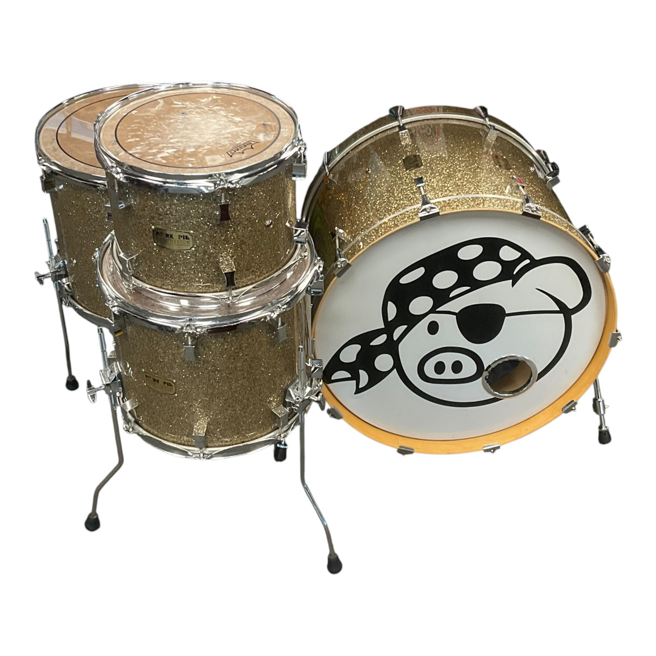 Used Pork Pie USA Custom Maple 4 Piece Drum Shell Kit Goldtop