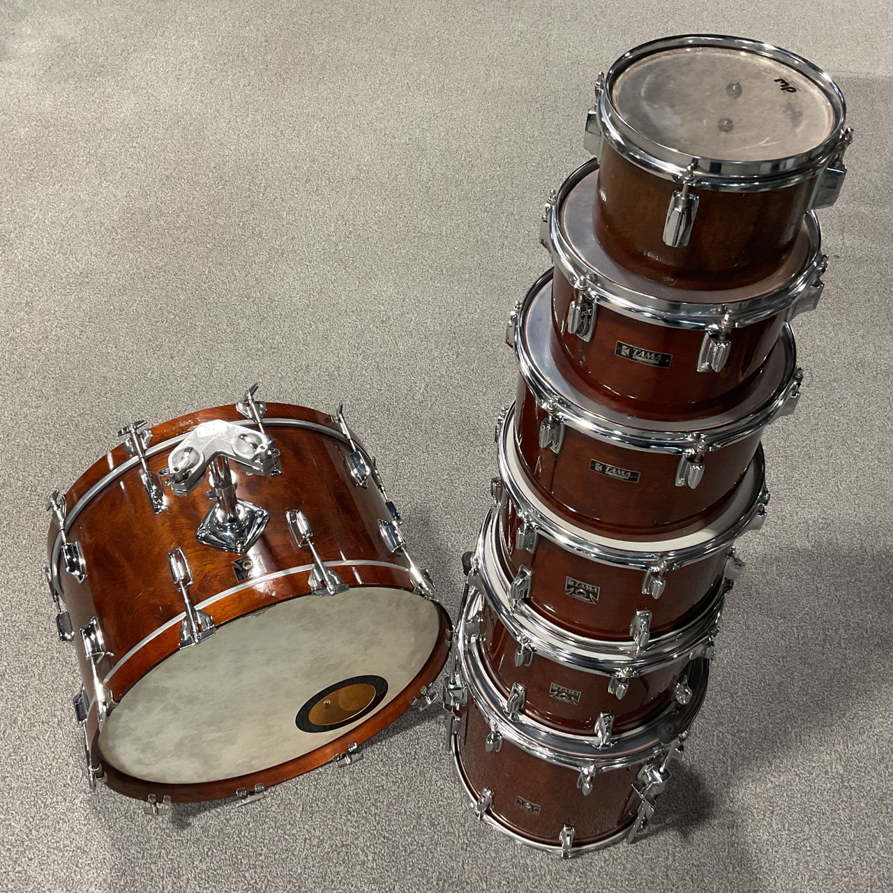 Used TAMA SUPERSTAR SUPER MAHOGANY 6 PC Drum Set with Bonus Tom