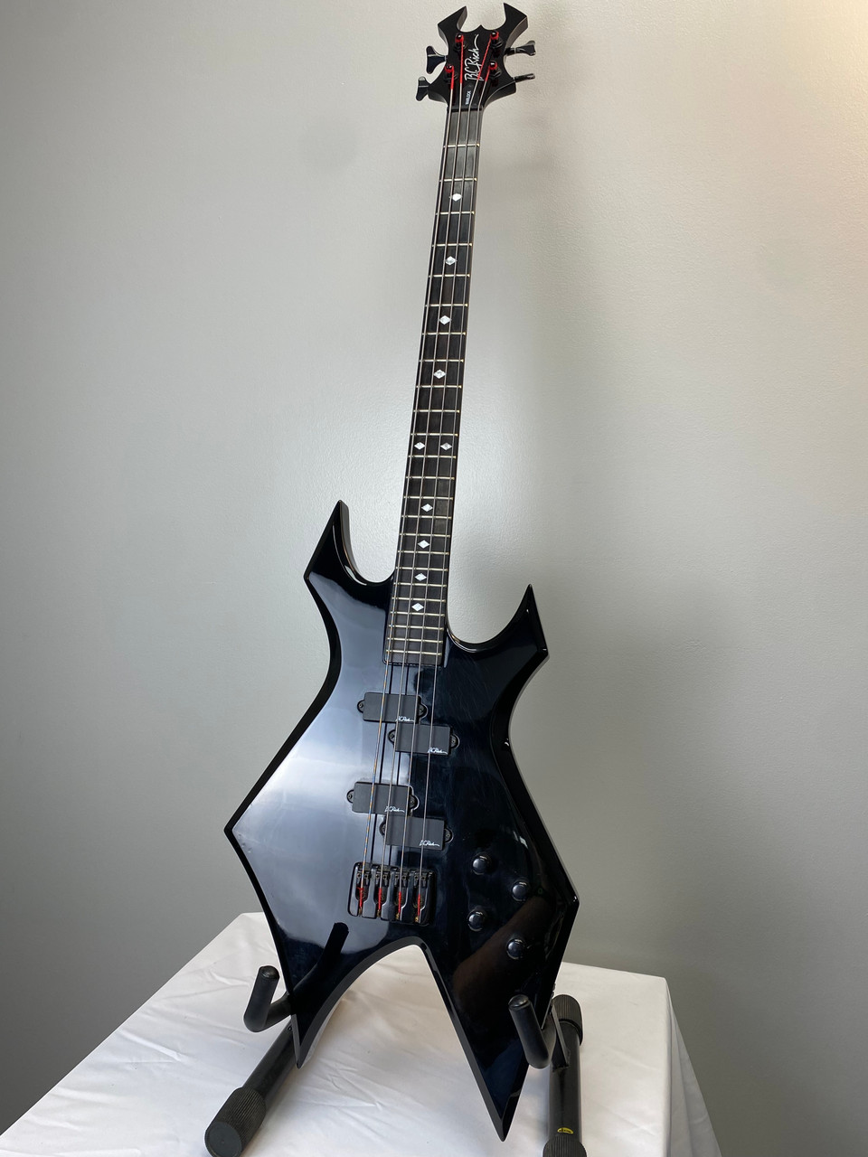 Used BC Rich WARLOCK BASS Modern Metal Bass Guitar Black 4-String