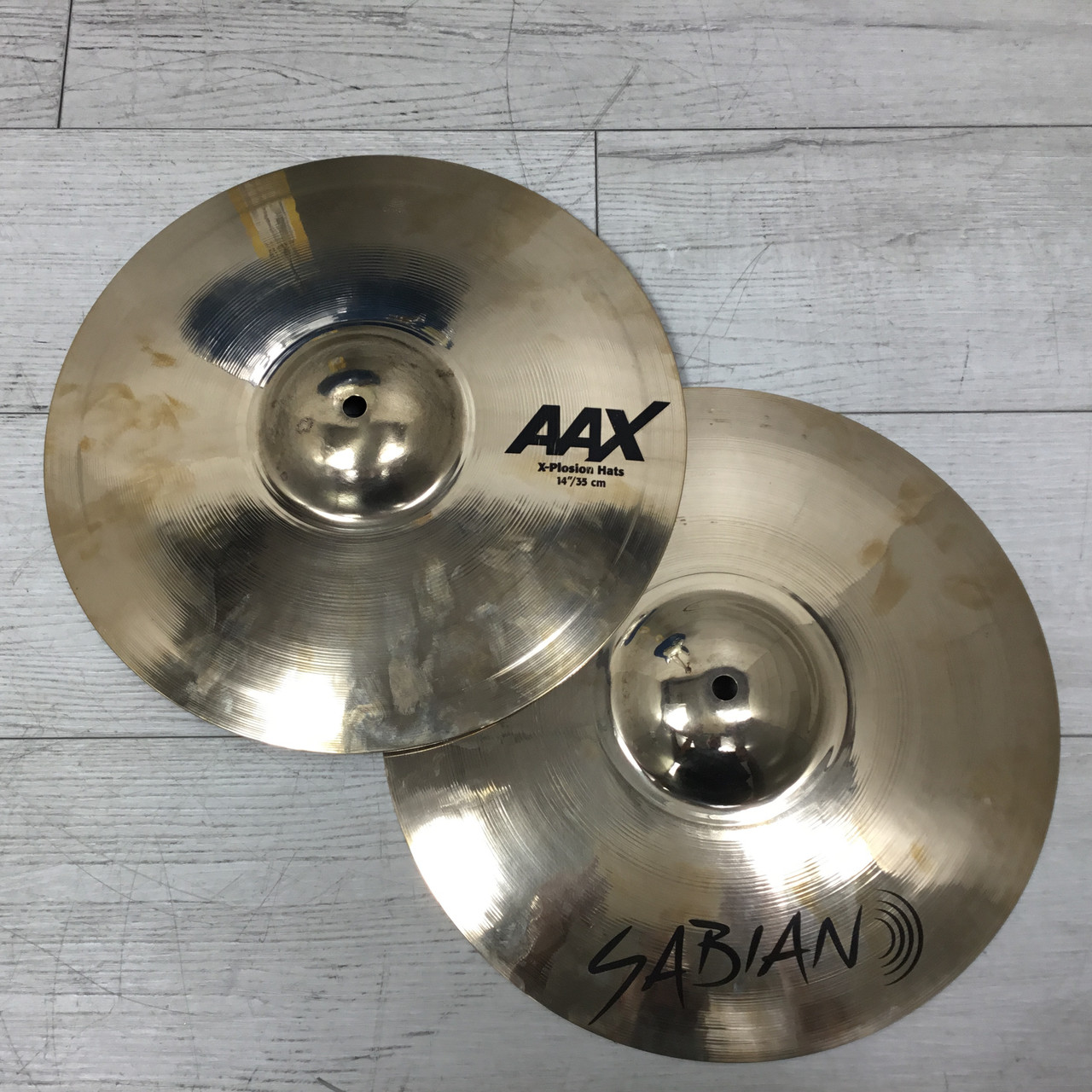 Used Sabian AAX X-PLOSION HATS 14 INCH Hi Hat Cymbals 14