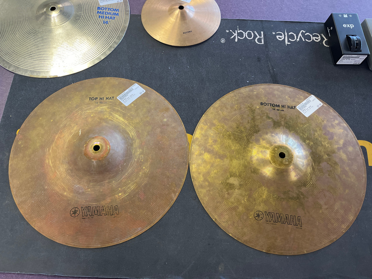 Used Yamaha 14 HI HAT PAIR Vintage Hi Hat Cymbals 14