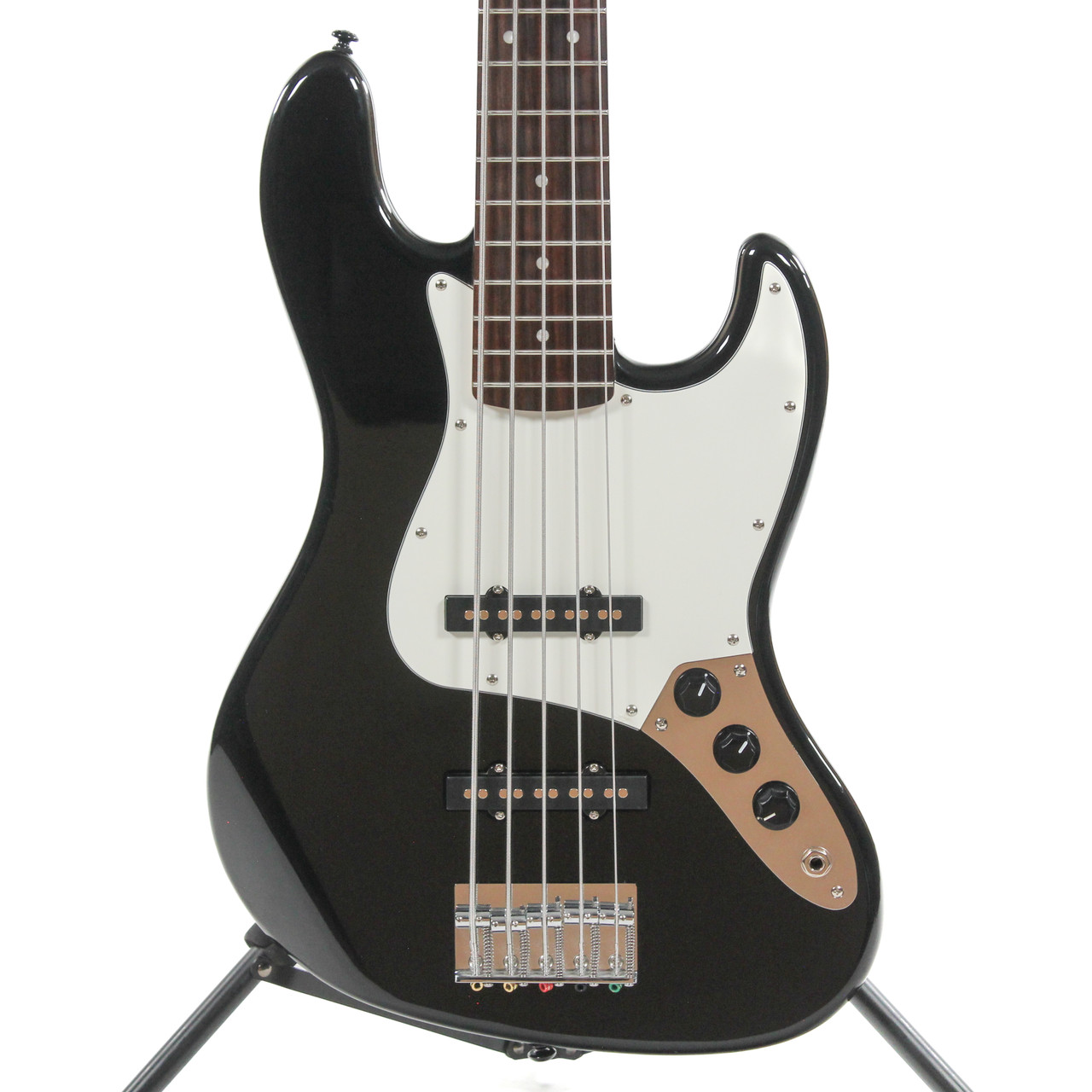 Used Squier AFFINITY JAZZ BASS V J Type Bass Guitar Black 5-String