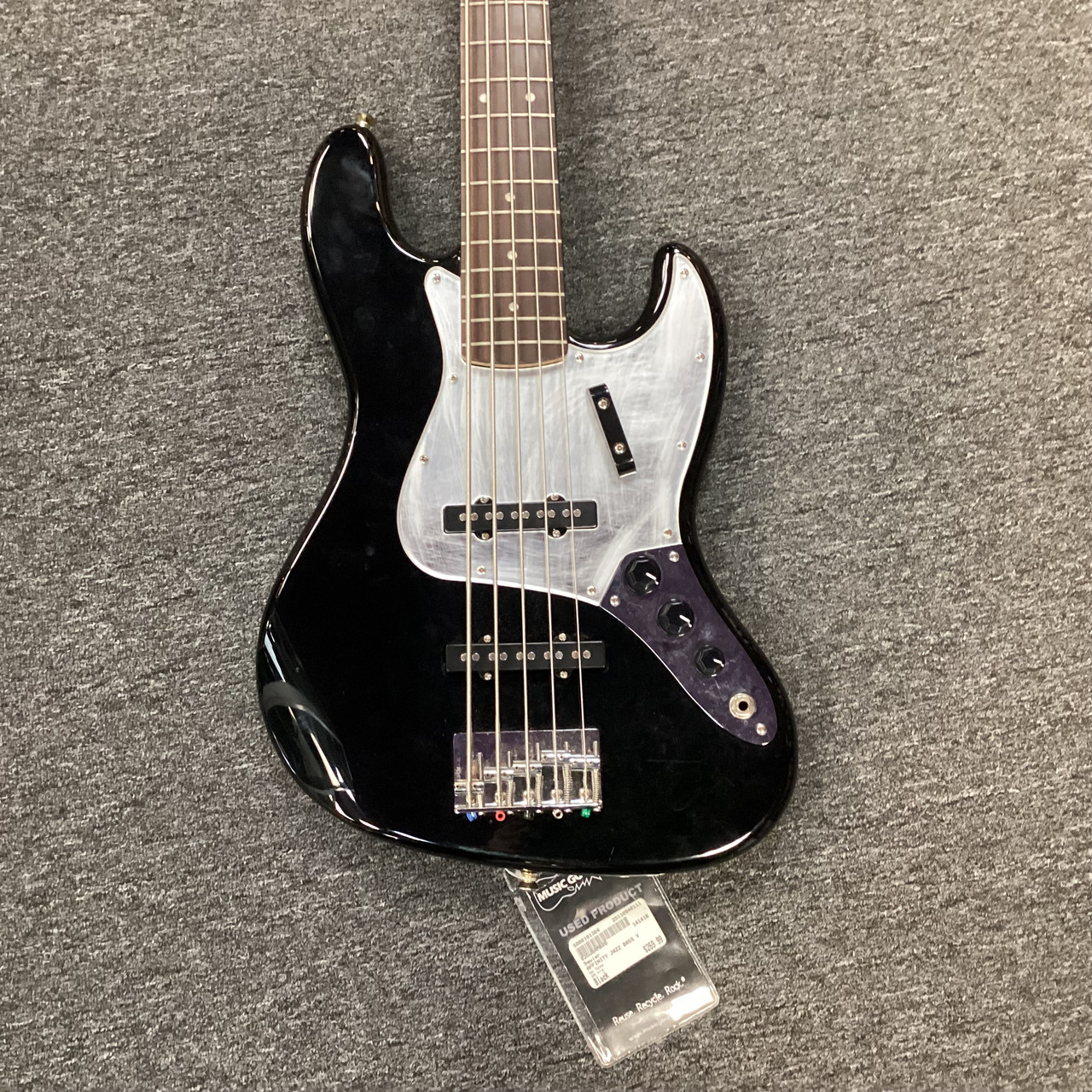 Used Squier AFFINITY JAZZ BASS V J Type Bass Guitar Black 5-String