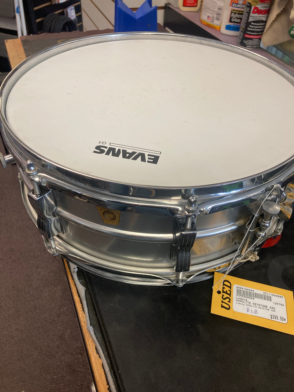 Used Ludwig ACROLITE KEYSTONE 60S Vintage Metal Snare Drum 14