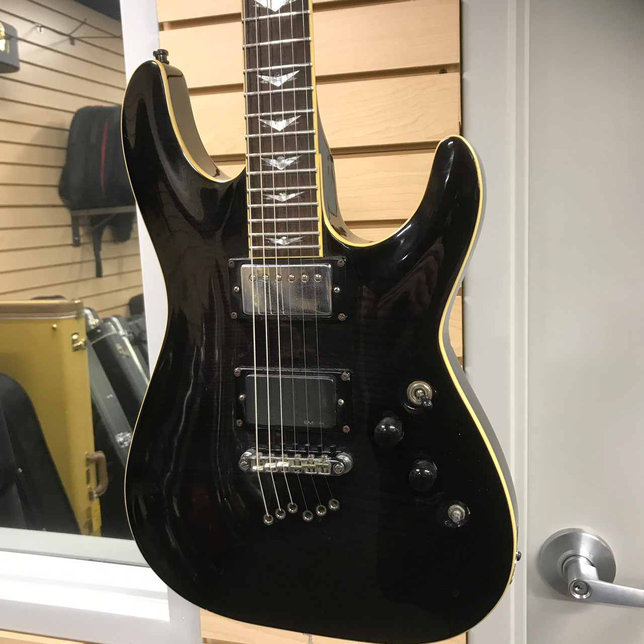 Used Schecter C-1 + Double Cut Electric Guitar Black 6-String