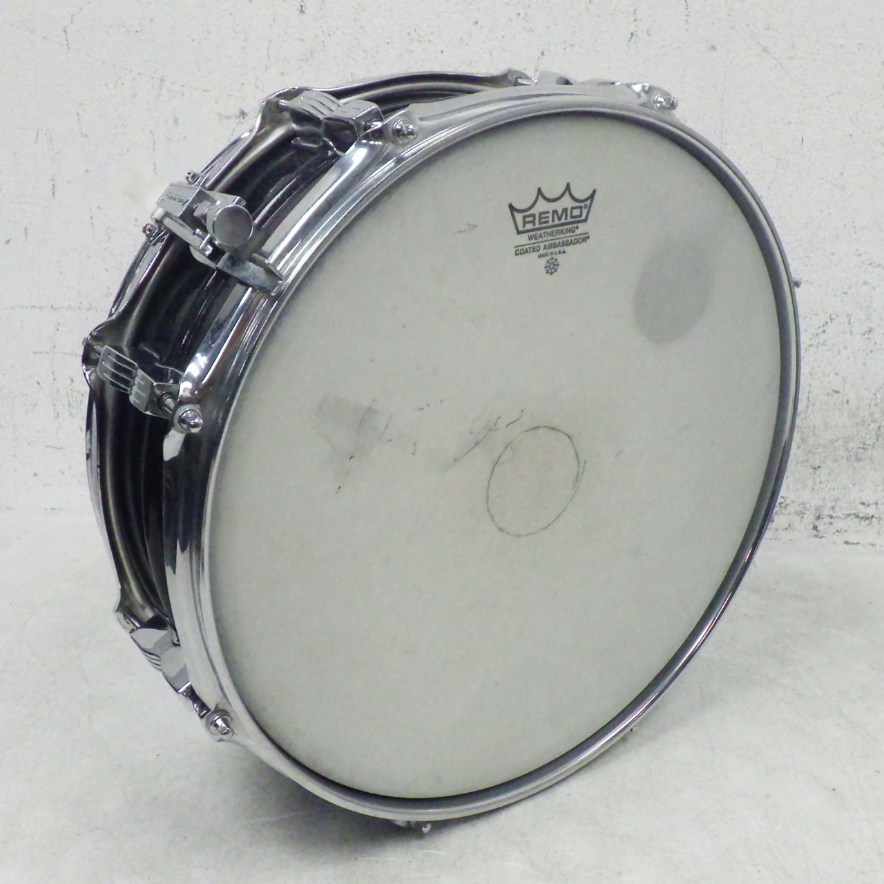 Used Ludwig LM404 ACROLITE BLACK GALAXY SNARE Metal Snare Drum 14
