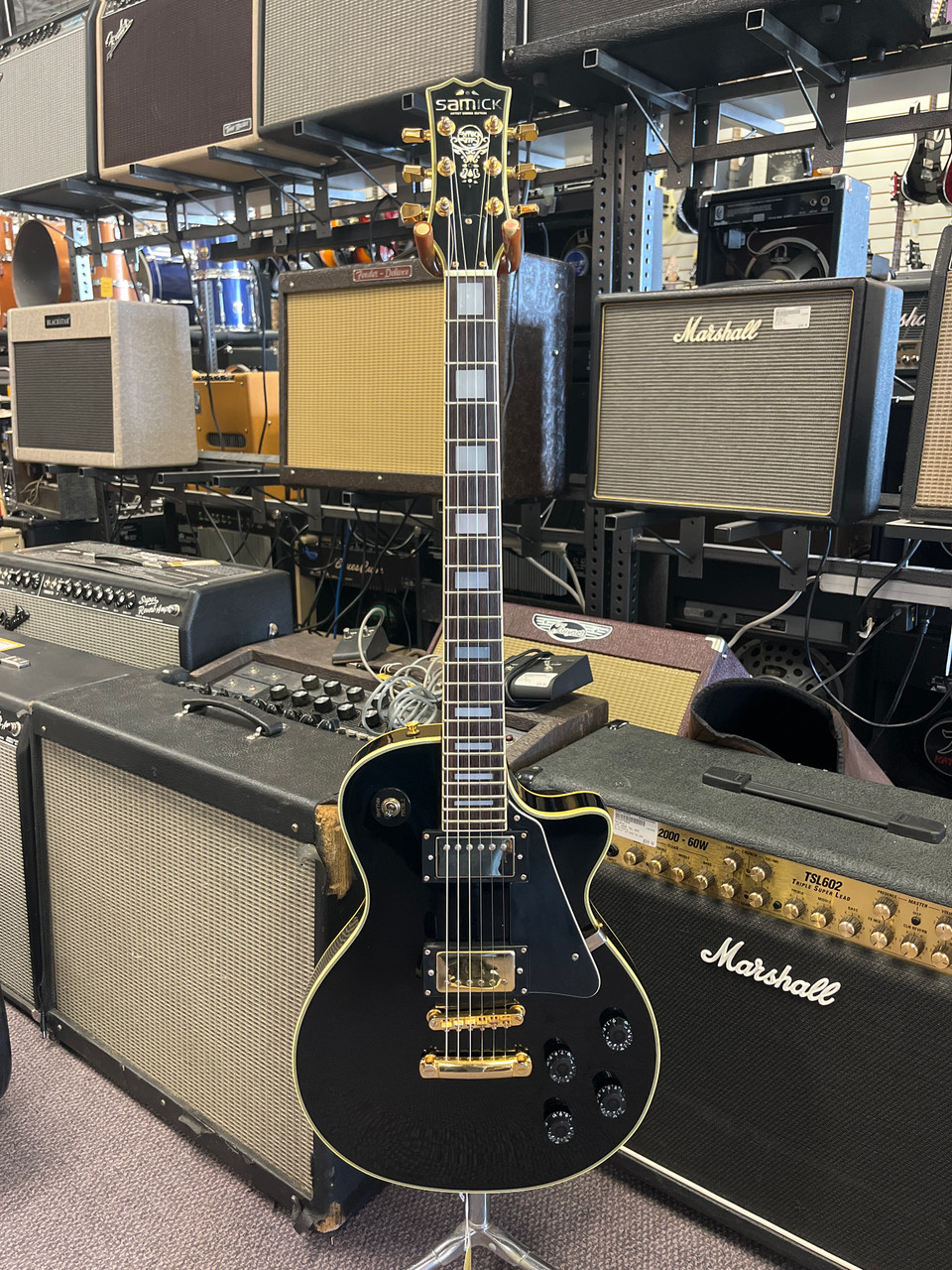 Used Samick LC-650CS ARTIST LP Type Electric Guitar Black 6-String