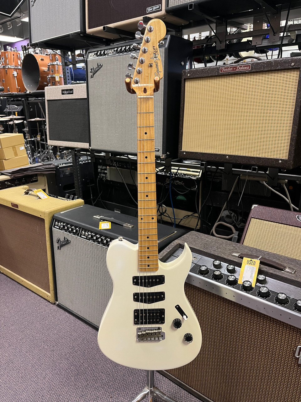 Used Squier BULLET 1980S HSS Vintage Electric Guitar White 6-String
