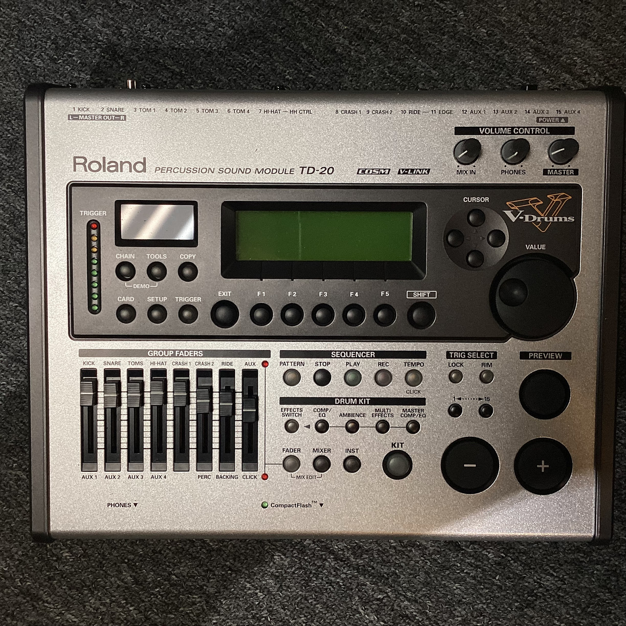Used Roland TD-20 SCREEN AND BATTERY Electronic Drum Module