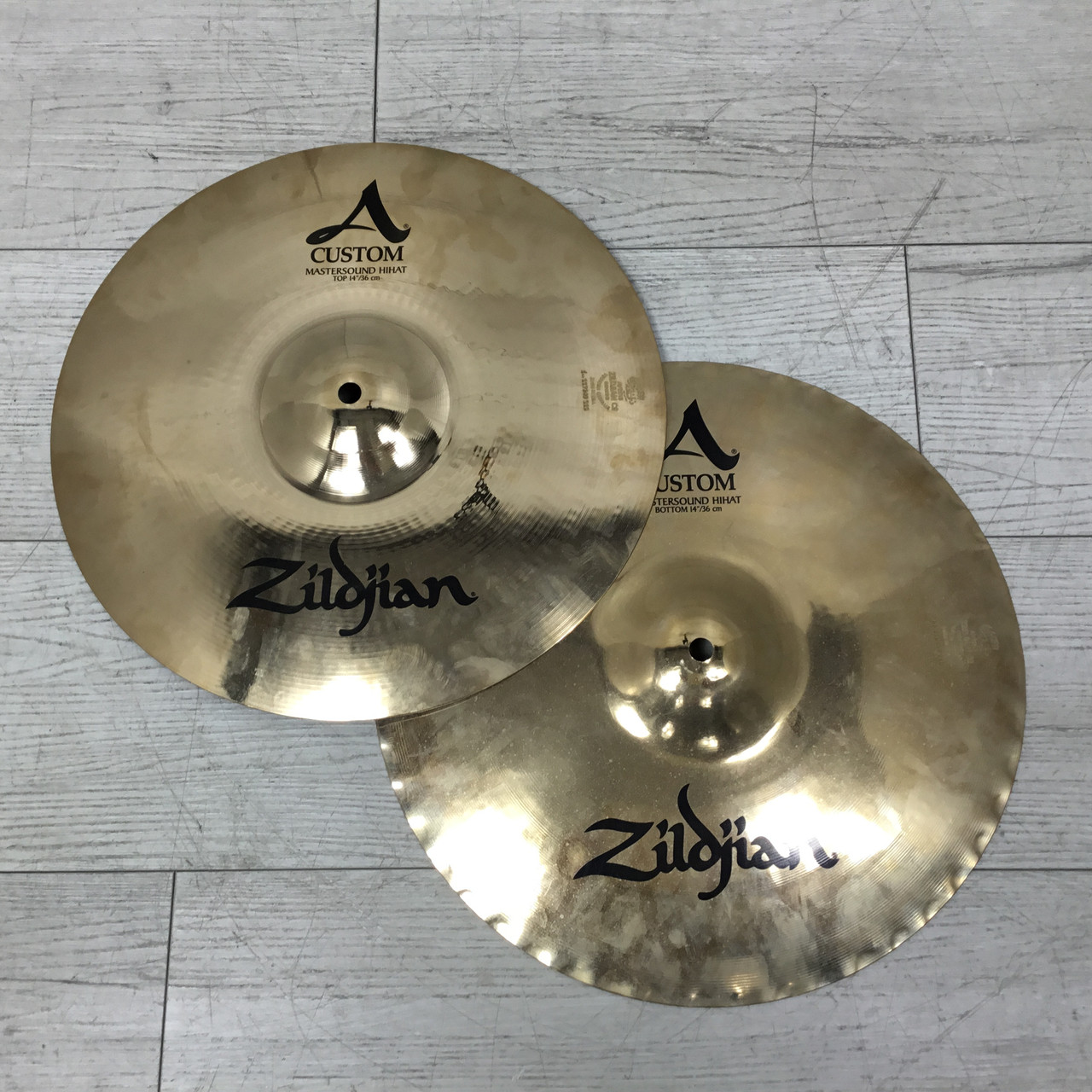 Used Zildjian A CUSTOM MASTERSOUND HI HATS 14 Hi Hat Cymbals 14