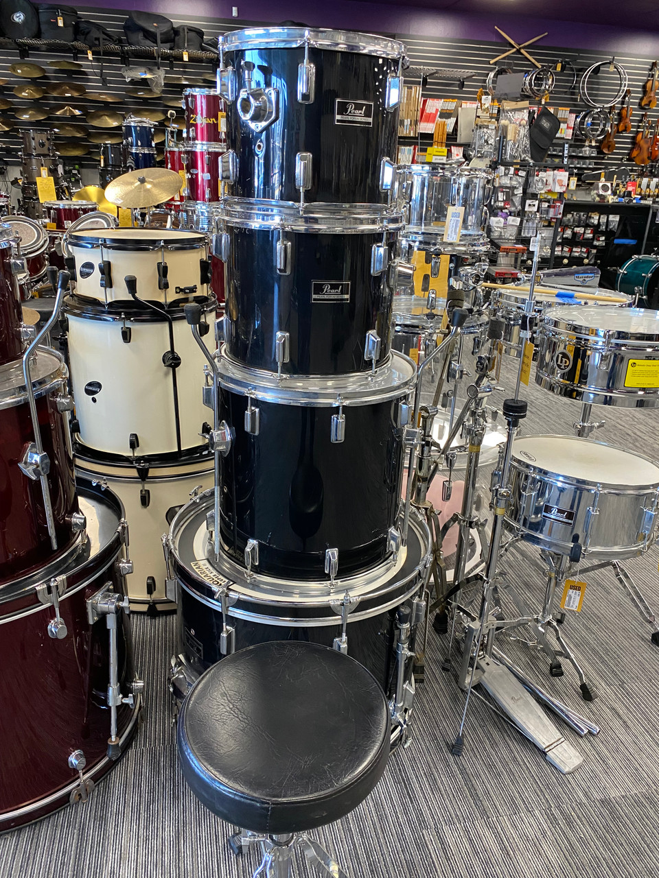 Used Pearl FORUM SERIES 5PC W/ HARDWARE Drum Shells and Hardware Black