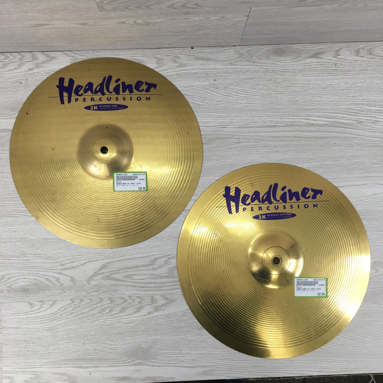 Used Meinl Headliner Hi Hats 14in Hi Hat Cymbals 14