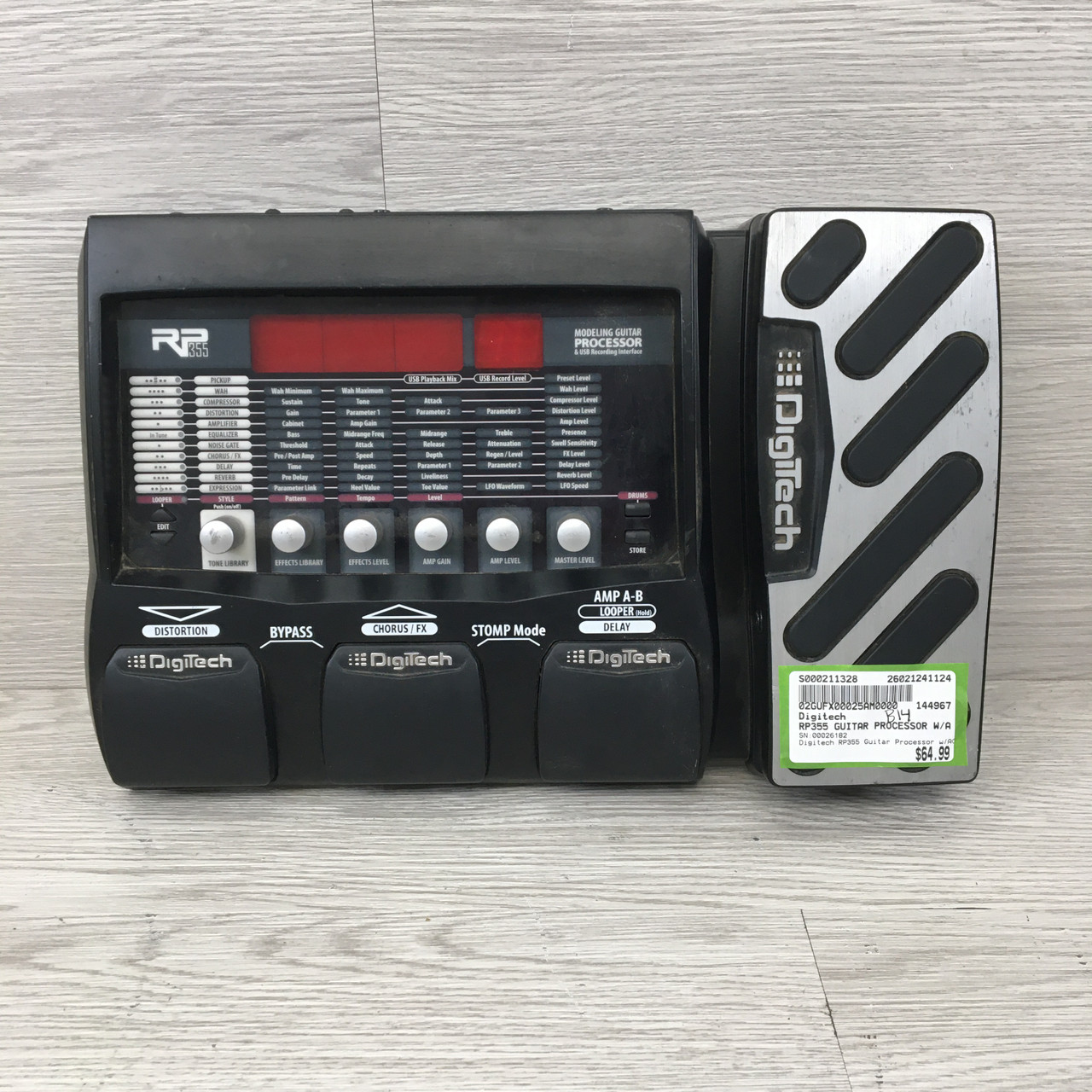 Used Digitech RP355 GUITAR PROCESSOR W/AC Floorboard Effect