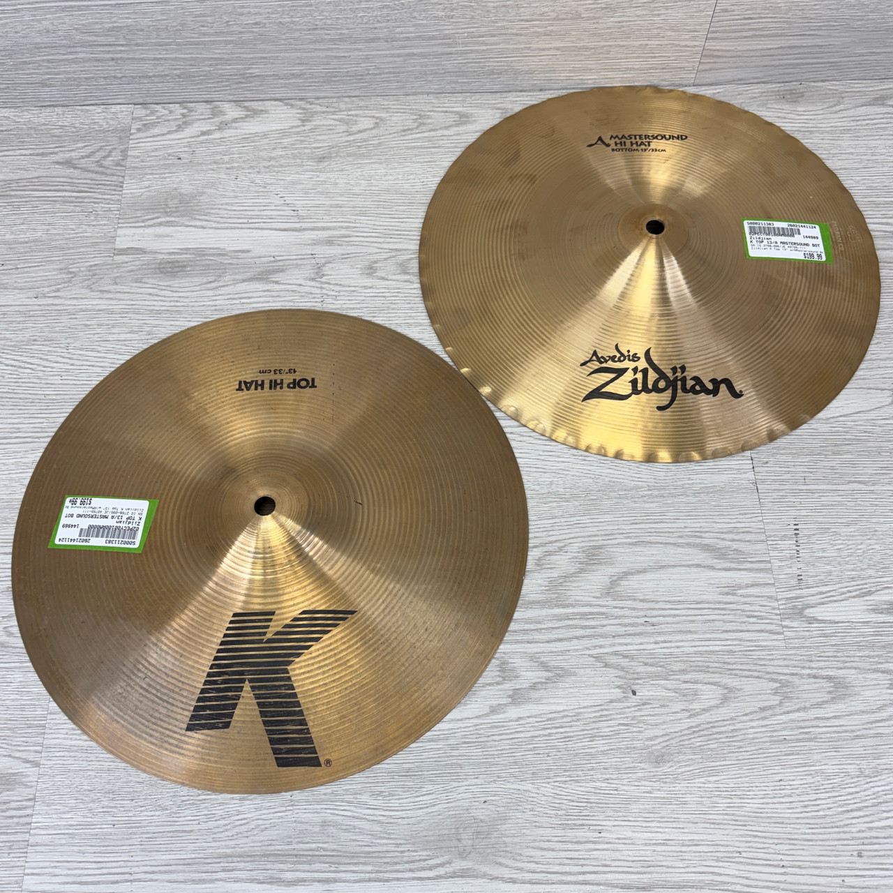 Used Zildjian K TOP 13/A MASTERSOUND BOTTOM 13 Hi Hat Cymbals 13