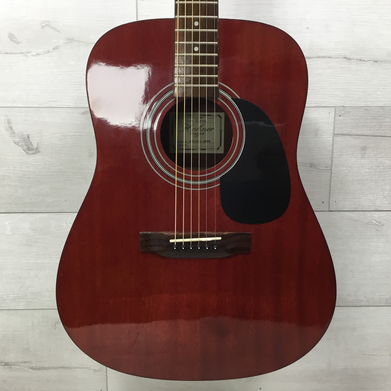 Used Hohner HW 300G ACOUSTIC GUITAR Laminate Top Acoustic Guitar Red